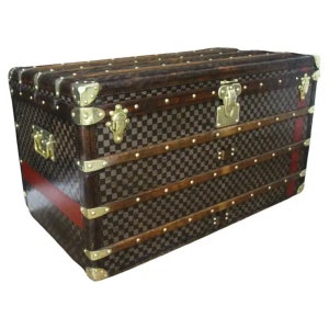 Louis Vuitton Courrier Truhe aus Damier Canvas 100 cm, Vuitton Steamer Pants
