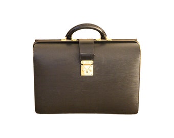 Louis Vuitton Black Leather Pilot or Doctors Briefcase Louis 