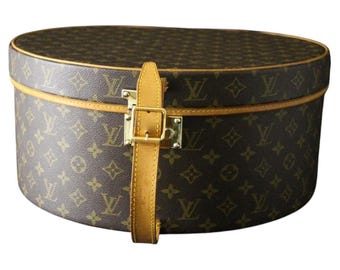 Louis Vuitton Contemporary Monogram Round Hat Box Trunk with Leather Strap