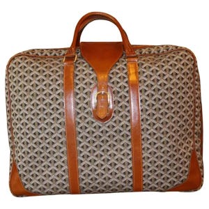 Goyard Suitcase in Woven Canvas, Goyard Steamer Trunk, Goyard Travel Bag