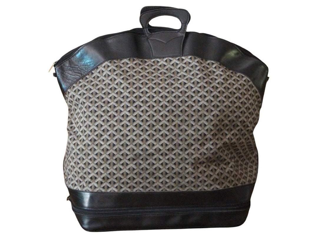 GOYARD 幾何学模様 ブラック トートバッグ Black and Brown Goyardine Canvas and Chevroches Calfskin