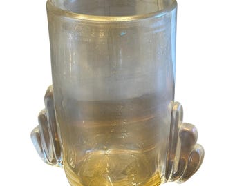 Large Golden And Iridescent Crystal Color Murano Glass Vase