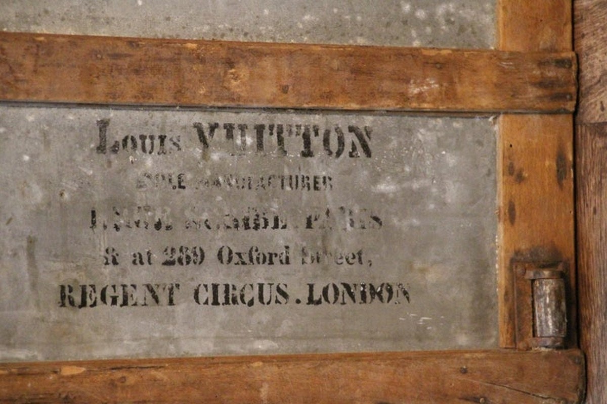 1880s Louis Vuitton Striped Canvas Trunk. Antique Louis 