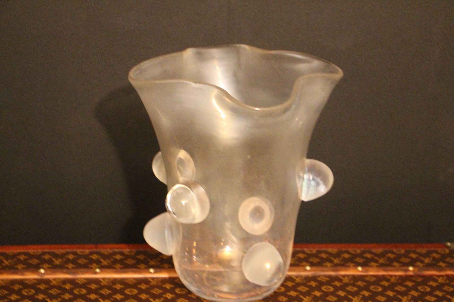 Grand Vase en Verre de Murano Irisé Signé Cenedese