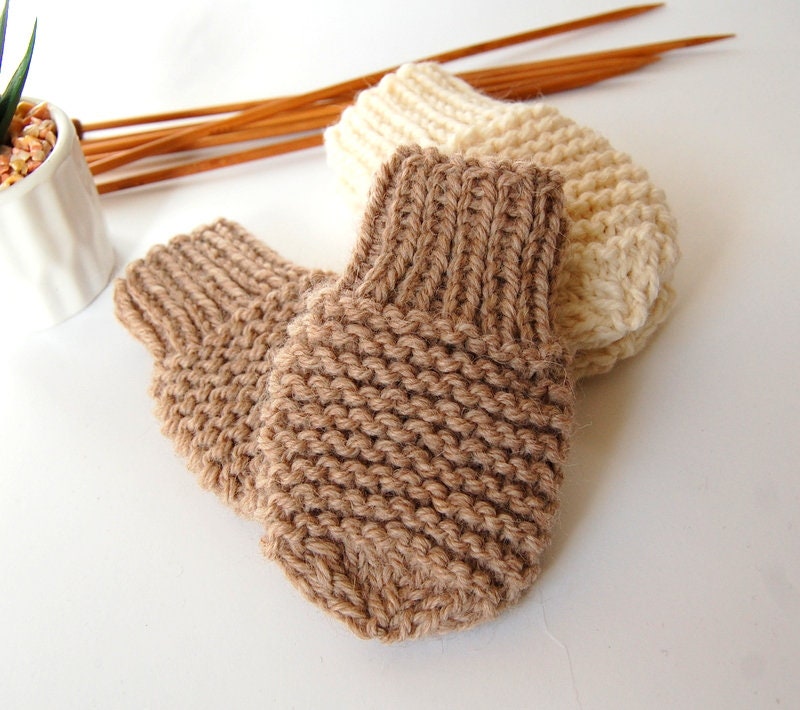 KNITTING PATTERN Easy Thumbless Baby Mittens for Baby Boy / Baby Girl ...