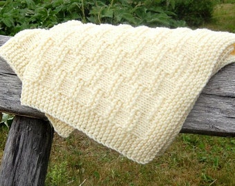 KNITTING PATTERN Easy Chunky Baby Blanket Beginner Pattern ENGLISH