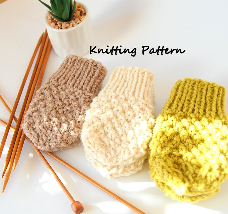 KNITTING PATTERN Easy Thumbless Baby Mittens for Baby Boy / Baby Girl Pattern, Newborn image 9