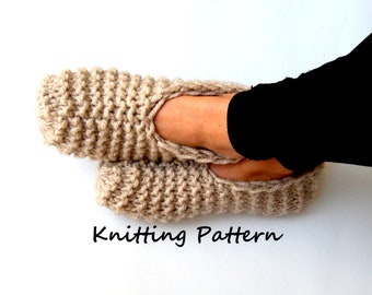 KNITTING PATTERN Slipper Socks Booties Super Easy Adult Sizes Unisex