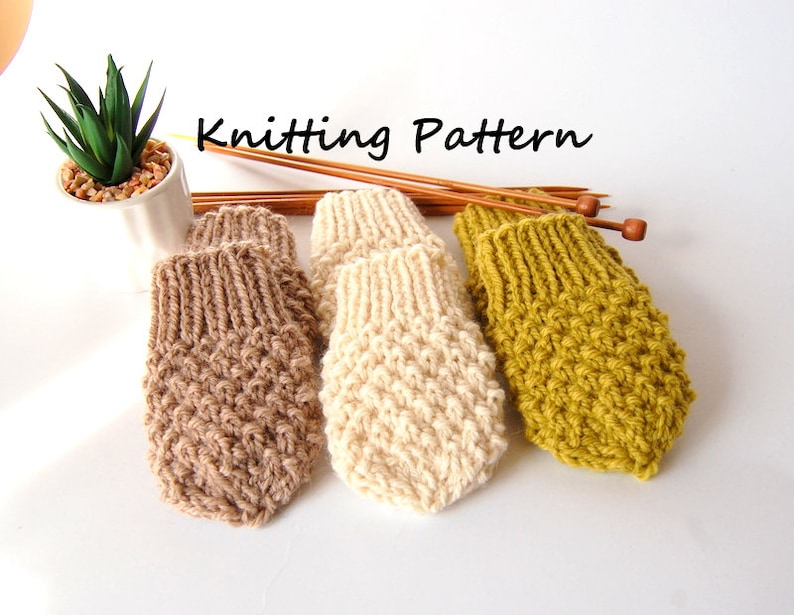 KNITTING PATTERN Easy Thumbless Baby Mittens for Baby Boy / Baby Girl Pattern, Newborn image 6