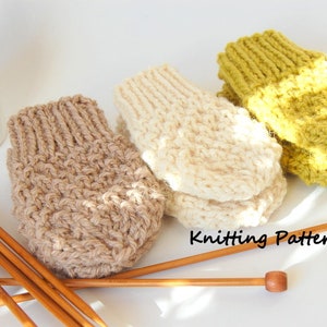 KNITTING PATTERN Easy Thumbless Baby Mittens for Baby Boy / Baby Girl Pattern, Newborn image 8