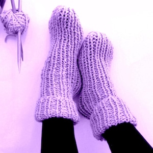 KNITTING PATTERN Beginner Slipper Socks  Tube Socks Without a Heel Super Easy