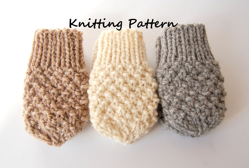 KNITTING PATTERN Easy Thumbless Baby Mittens for Baby Boy / Baby Girl ...