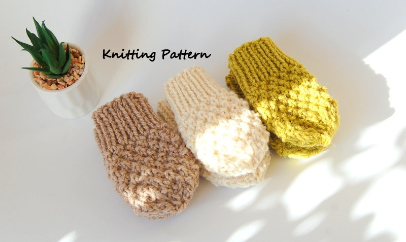 KNITTING PATTERN Easy Thumbless Baby Mittens for Baby Boy / Baby Girl ...
