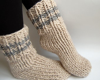 KNITTING PATTERN   Easy Tube Slipper Socks Tube Socks Without a Heel Unisex ENGLISH Beginner