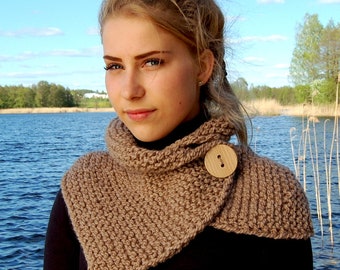 KNITTING PATTERN Button Cowl Scarf  / Easy Scarf Pattern ENGLISH