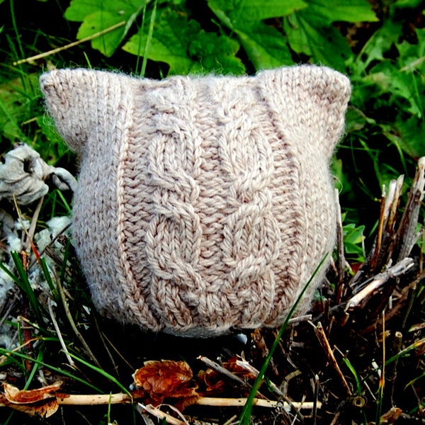 KNITTING PATTERN  Cable Knit Baby Cat Kit Hat Pattern ( NB/infant/baby sizes)