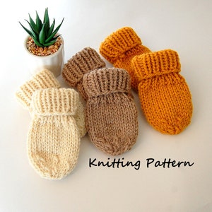 KNITTING PATTERN Easy Mittens Pattern  Thumbless  Newborn Baby Boy Baby Girl Mittens