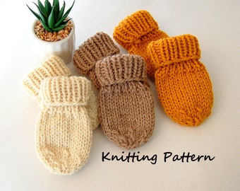 KNITTING PATTERN Easy Mittens Pattern  Thumbless  Newborn Baby Boy Baby Girl Mittens