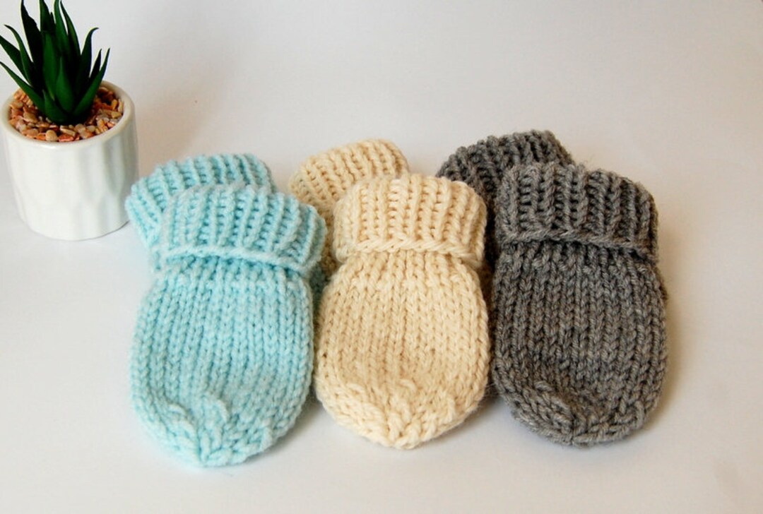 KNITTING PATTERN Easy Mittens Pattern Thumbless Newborn Baby Boy Baby ...