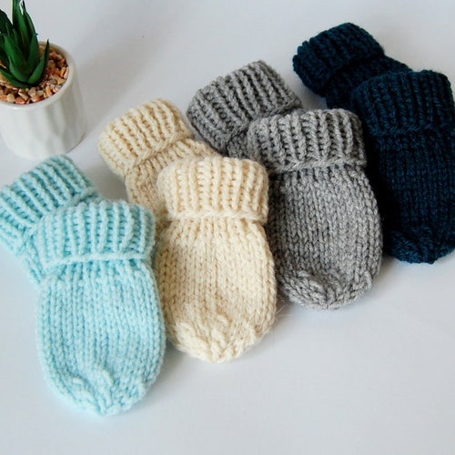 KNITTING PATTERN Easy Thumbless Baby Mittens for Baby Boy / Etsy UK
