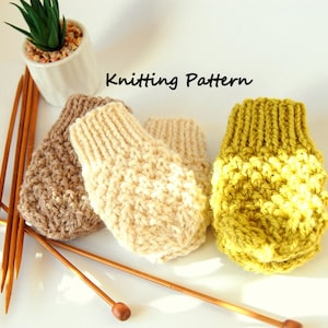 KNITTING PATTERN Easy Thumbless Baby Mittens for Baby Boy / Baby Girl Pattern, Newborn image 3