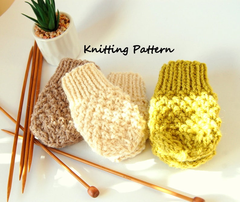 KNITTING PATTERN Easy Thumbless Baby Mittens for Baby Boy / Baby Girl Pattern, Newborn image 3