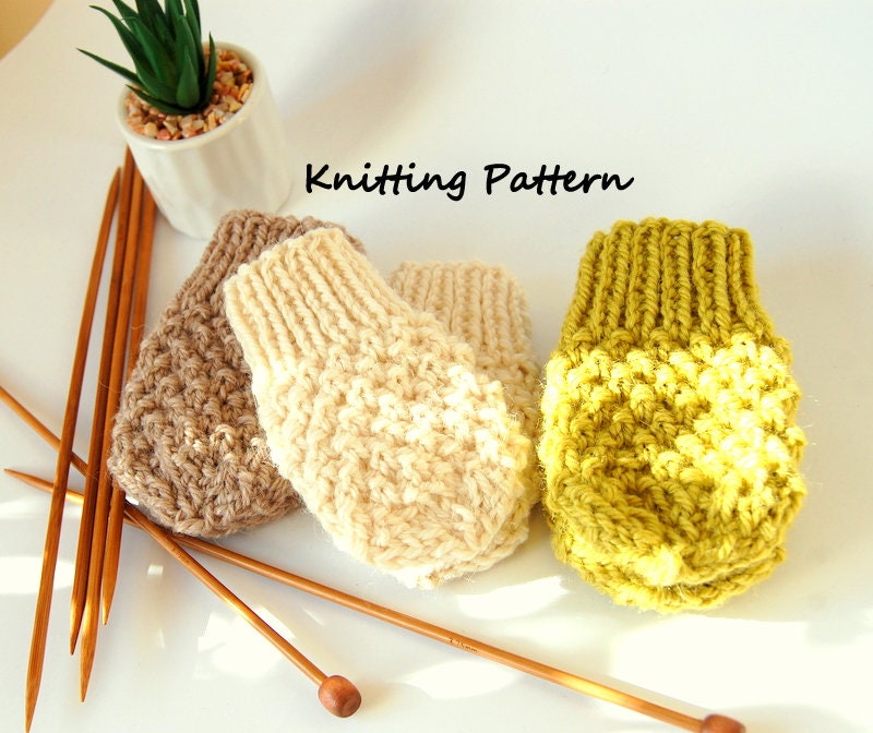 KNITTING PATTERN Easy Thumbless Baby Mittens for Baby Boy / Baby Girl ...