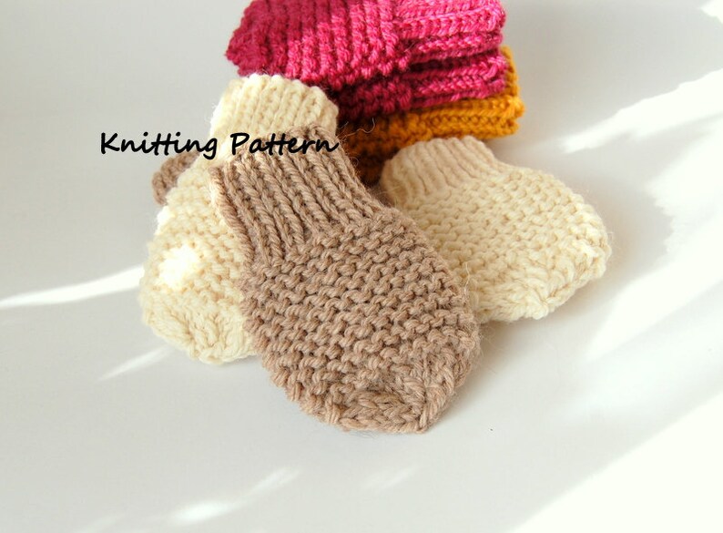 KNITTING PATTERN Easy Thumbless Baby Mittens for Baby Boy / Baby Girl ...