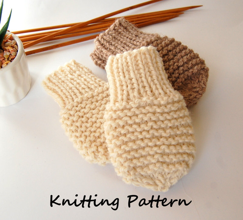 KNITTING PATTERN Easy Thumbless Baby Mittens for Baby Boy / Baby Girl ...