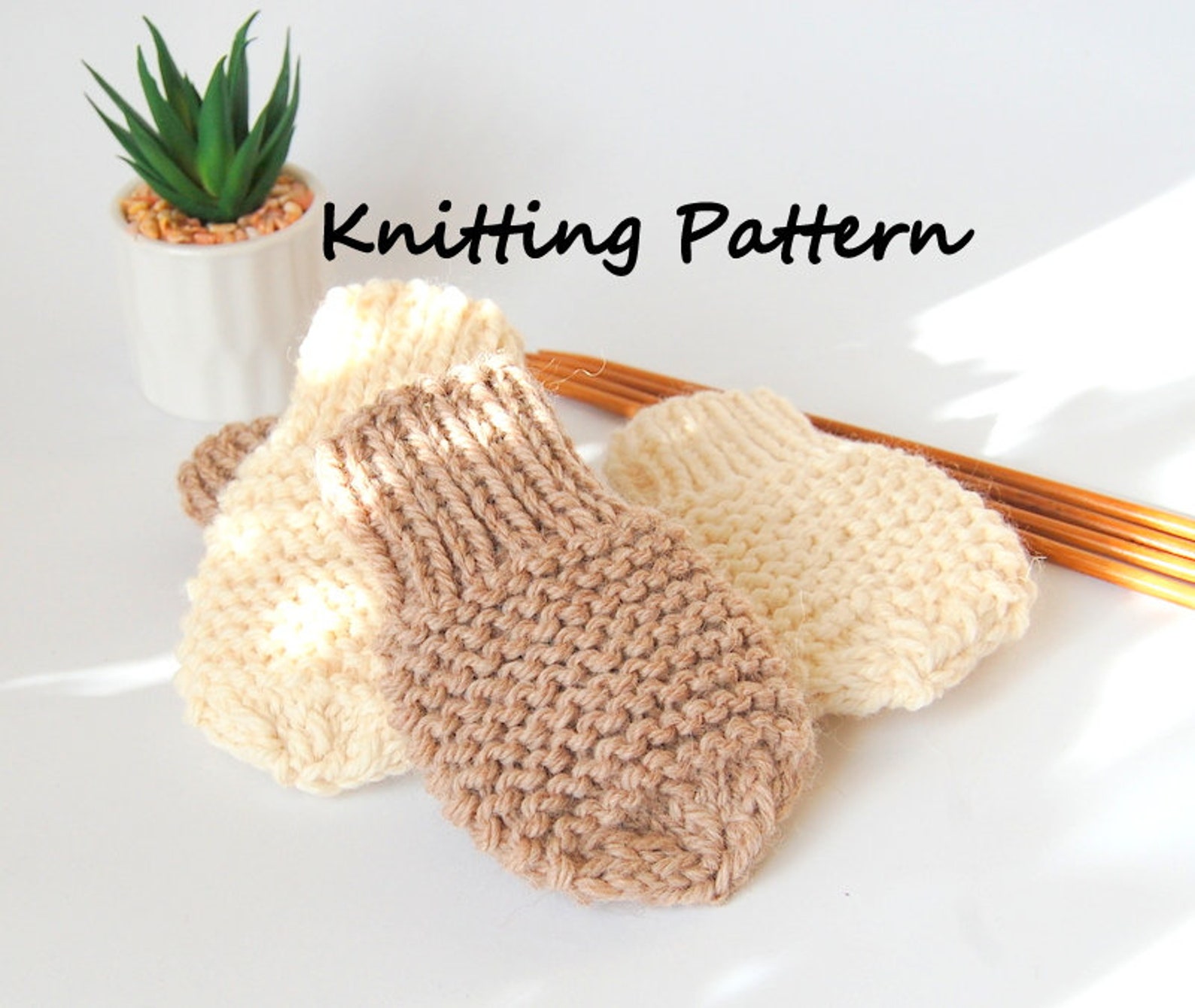 KNITTING PATTERN Easy Thumbless Baby Mittens for Baby Boy / Baby Girl ...