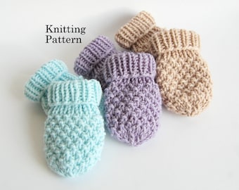 KNITTING PATTERN Easy Baby Thumbless Mittens Pattern Newborn Baby Boy Baby Girl Without Thumb