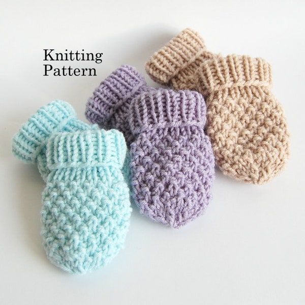 KNITTING PATTERN Easy Baby Thumbless Mittens Pattern Newborn Baby Boy Baby Girl