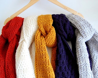 KNITTING PATTERN Five Easy Beginner Scarves Classic Scarf for  Adult Teen Woman Men