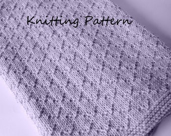 KNITTING PATTERN Easy Baby Blanket For Baby Boy Baby Girl ENGLISH