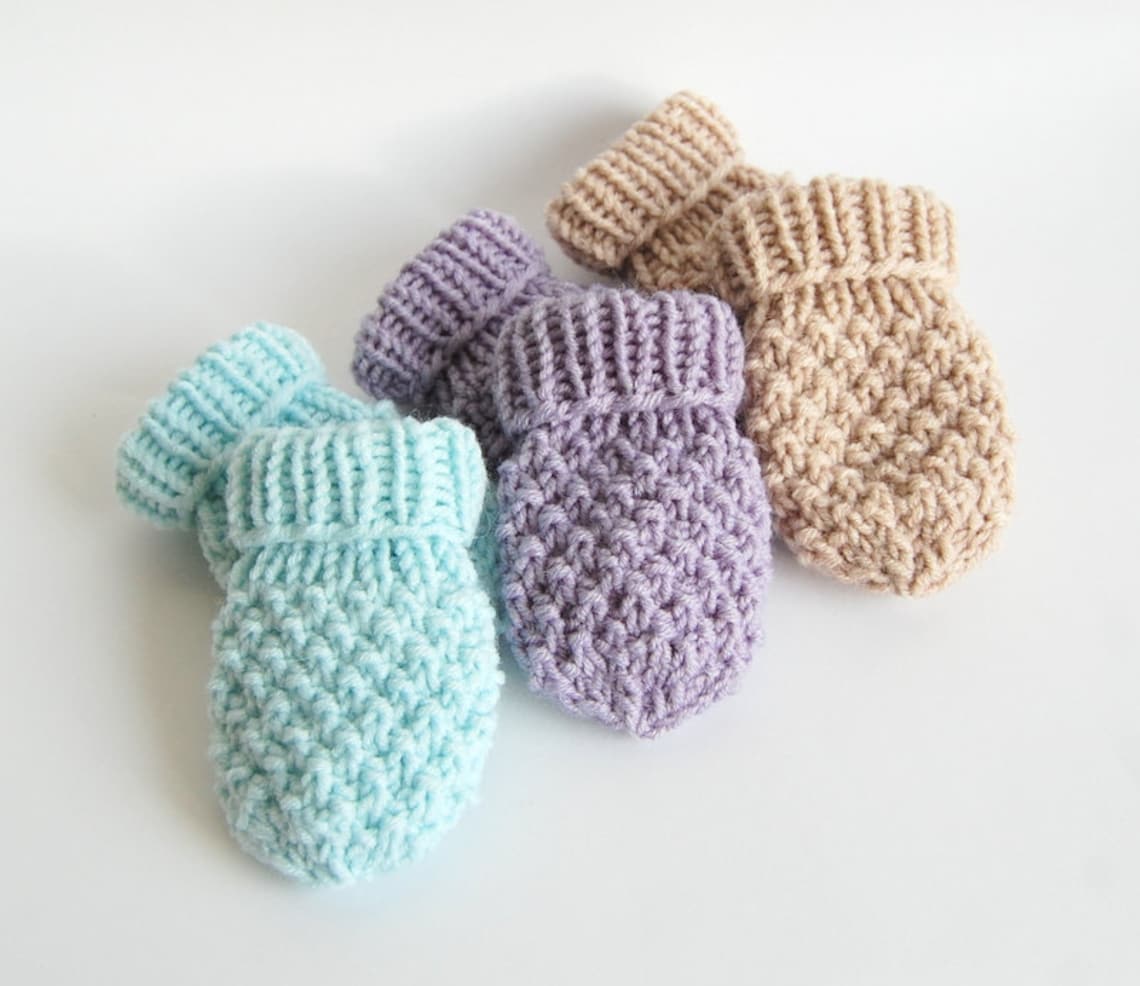 KNITTING PATTERN Easy Baby Thumbless Mittens Pattern Newborn Baby Boy ...