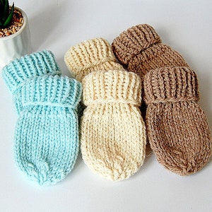 KNITTING PATTERN Easy Mittens Pattern  Thumbless  Newborn Baby Boy Baby Girl Mittens Without Thumb
