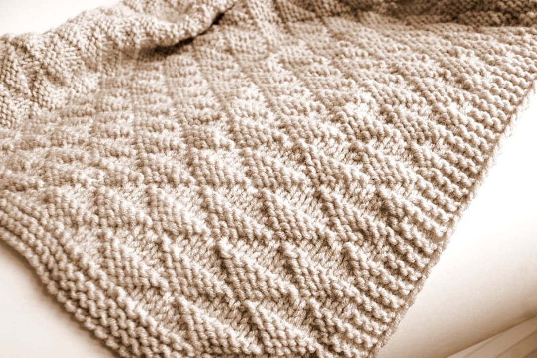 KNITTING PATTERN Baby Blanket Easy Baby Boy Girl Beginner (2022-6