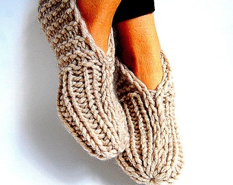 KNITTING PATTERN Slipper Socks Booties Super Easy Adult Sizes Unisex