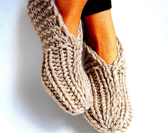 KNITTING PATTERN Slipper Socks Booties Super Easy Adult Sizes Unisex ENGLISH