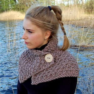 KNITTING PATTERN Button  Cowl Scarf Pattern ENGLISH