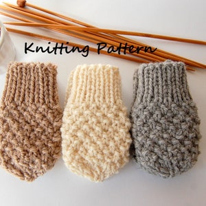 KNITTING PATTERN Easy Thumbless Baby Mittens for Baby Boy / Baby Girl Pattern, Newborn image 1