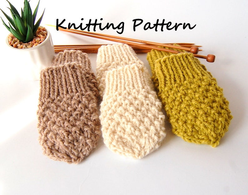 KNITTING PATTERN Easy Thumbless Baby Mittens for Baby Boy / Baby Girl Pattern, Newborn image 2