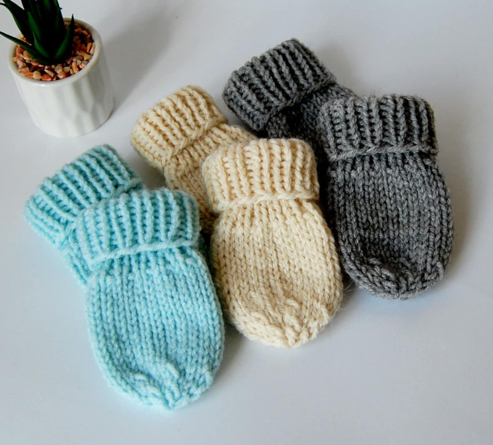 KNITTING PATTERN Easy Mittens Pattern Thumbless Newborn Baby Boy Baby ...