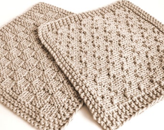 KNITTING PATTERN two beginner dishcloth / washcloth easy ENGLISH