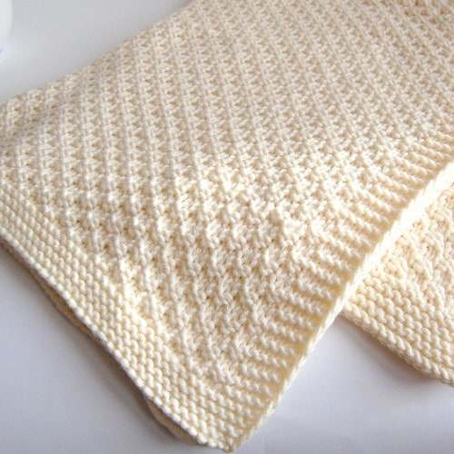 KNITTING PATTERN Baby Blanket Easy Beginner Baby Boy Baby Girl (2023-8)