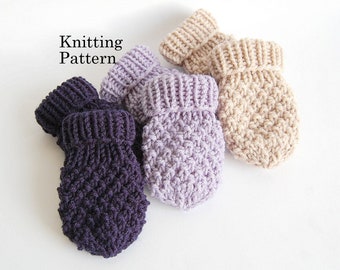KNITTING PATTERN Easy Baby Thumbless Mittens Pattern Newborn Baby Boy Baby Girl Without Thumb