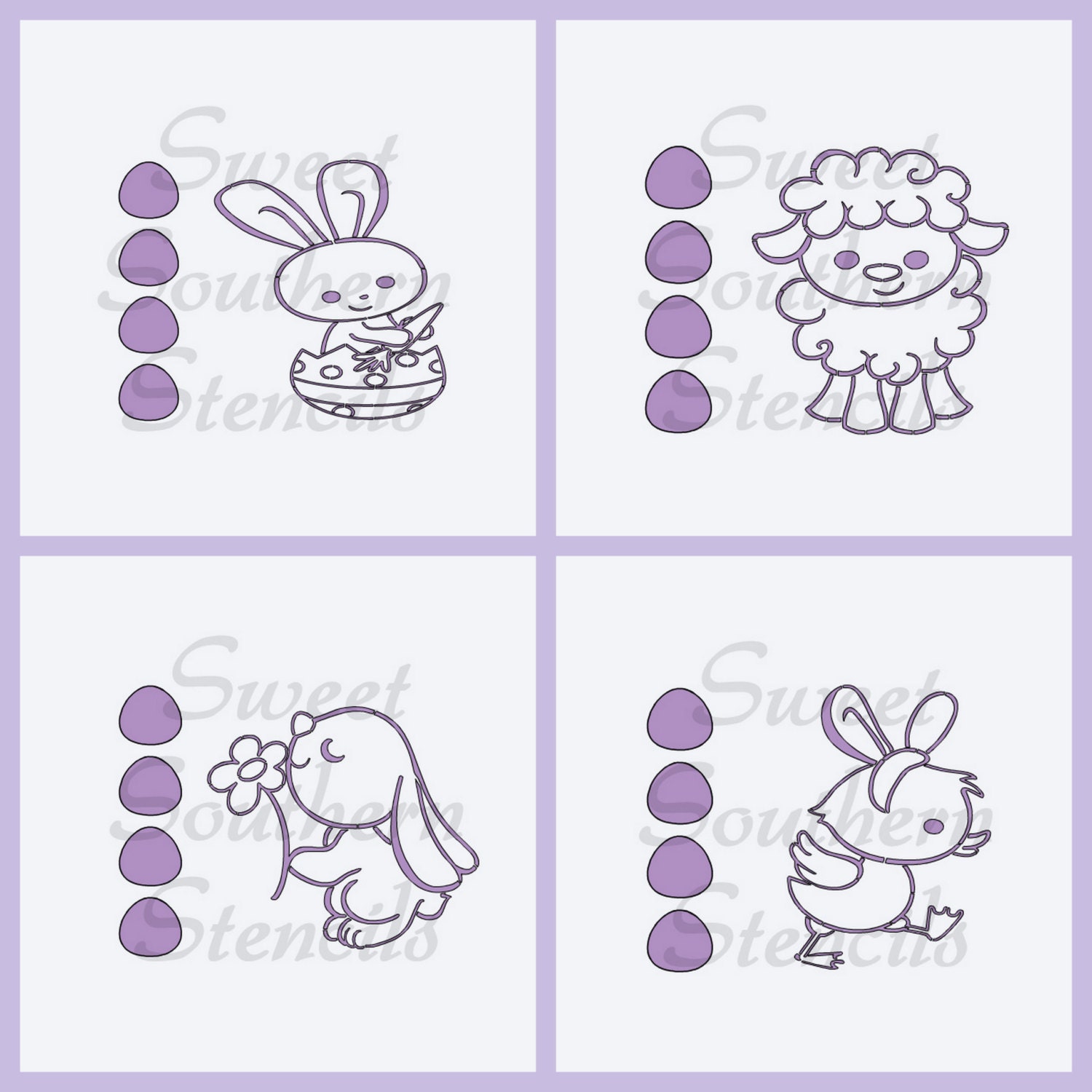PYO Easter Cookie Stencils 4 separate stencils Etsy