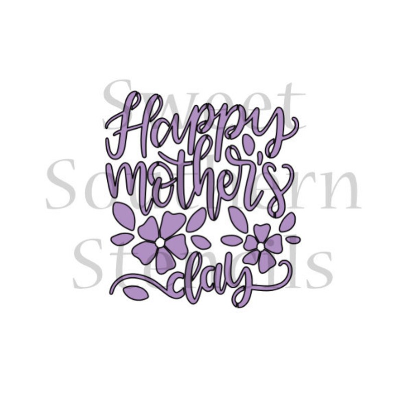 Happy Mother's Day w/flowers Cookie Stencil | Etsy