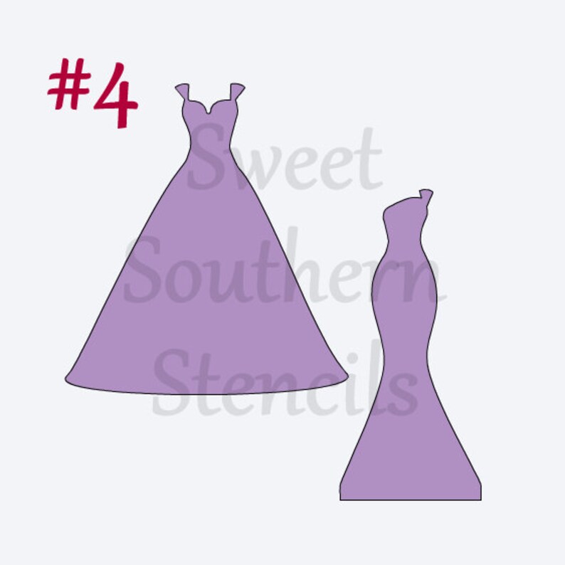 Wedding or Bridesmaid Dresses Stencils 4 separate stencils Etsy
