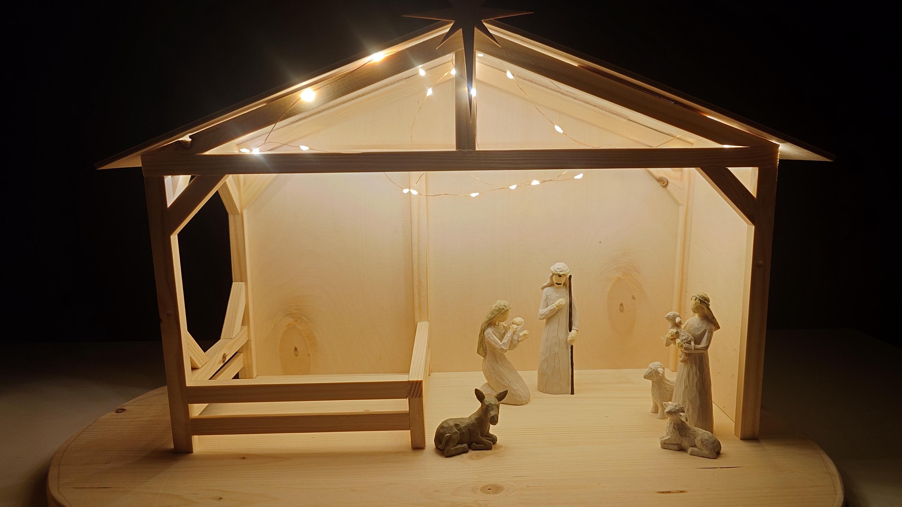Handcrafted Wooden Nativity Stable - Perfect for Your Christmas Display ...